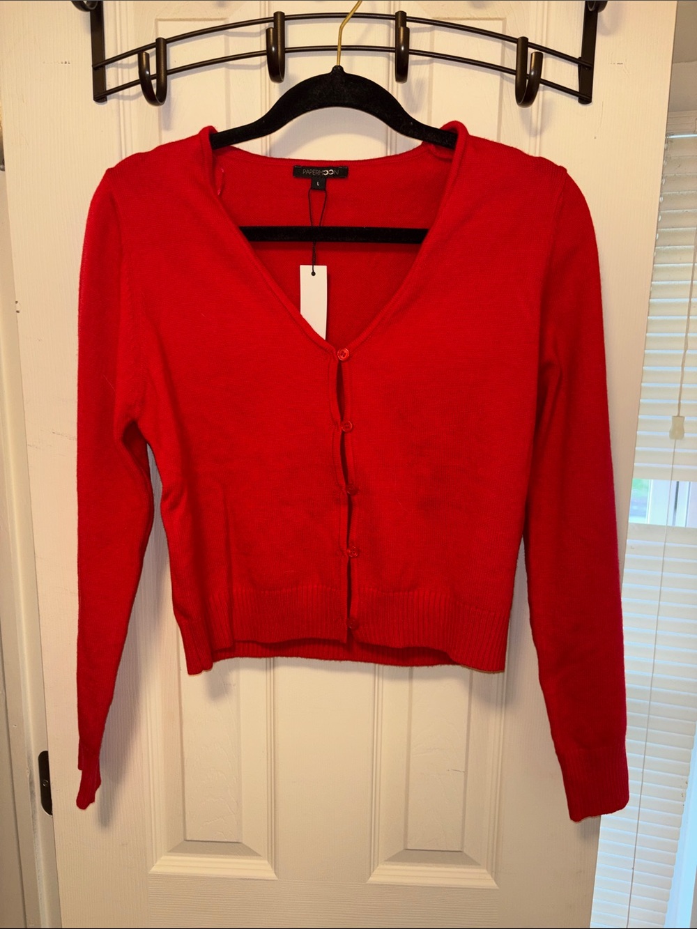 Zara Red Button-Front V-Neck Cardigan